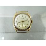 A gentleman's 9ct gold cased Avia wristwatch, lacking bracelet, approximately 15 grams all in.