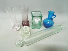 Glassware - a collection of glassware to include a Caithness vase, glass rolling pin,