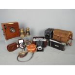 Camera equipment - A collection of vintage photography equipment including a J Lancaster and son of