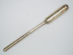 A George II hallmarked silver marrow scoop, marked to the drop R.