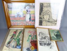 A collection of framed pictures to include prints, oils and similar, varying image sizes.