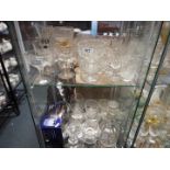 Glassware - a quantity of drinking glasses, crystal glasses,