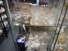Glassware - a quantity of drinking glasses, crystal glasses,