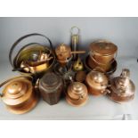 A collection of vintage and antique metalware comprising copper, brass and similar.