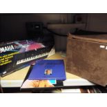 A Yamaha keyboard and a quantity of vinyl records (2)