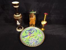 A Thomas Forester & Sons Ltd Korea Ware plate, Greek style vase,
