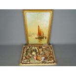 Pendelfin - a Pendelfin wall plaque 27 cm x 40 cm and an oil on board depicting a sailing boat,