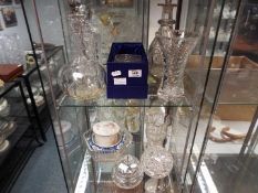 Glassware - a collection of glassware to include decanters, bon bon dishes,