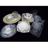 A mixed lot of glassware and ceramics to include Royal Worcester, Booths,