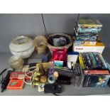 A mixed lot of collectables comprising a boxed Rotary wristwatch, vintag card games and dominoes,