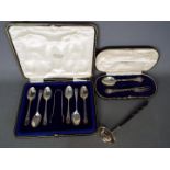 Silver - a hallmarked Silver dessert set, Sheffield assay, in display case,