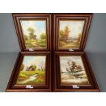 A set of four framed oils on canvas 'Four Seasons', each signed by the artist Walter Lajovic,