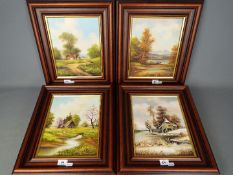 A set of four framed oils on canvas 'Four Seasons', each signed by the artist Walter Lajovic,