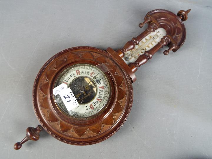 Two wall hanging aneroid barometers [2] - Image 2 of 3