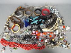 A collection of costume jewellery, some pieces stamped 925, comprising necklaces, bracelets,