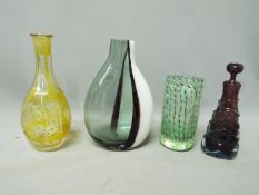 Art Glass - three art glass vases, various sizes and designs,