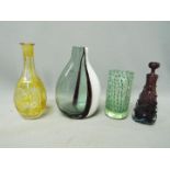 Art Glass - three art glass vases, various sizes and designs,