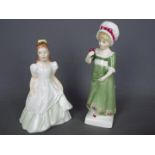 Two Royal Doulton figurines entitled Kerry approx height 15.5 cm and Ruth approx height 13.