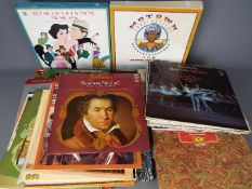 A collection of 12" vinyl records, predominantly classical.