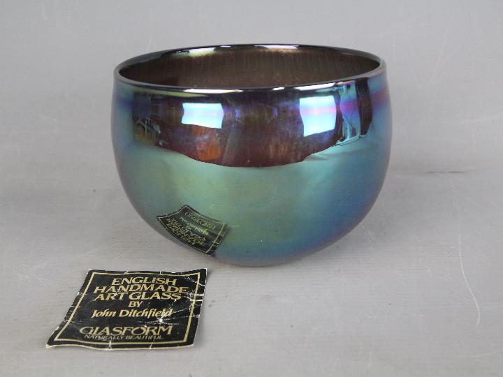 John Ditchfield for Glasform, an iridescent bowl, signed to the base and dated 1982,