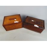 Two good quality jewellery / storage boxes, largest approximately 13 cm x 24 cm x 18 cm.