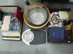Lot to include linen, ceramics, plated ware, glassware, vinyl records (predominantly musicals,