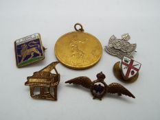 Pin Badges - a Royal Air Force ( RAF) queen wings crown pin badge, enamelled badges,