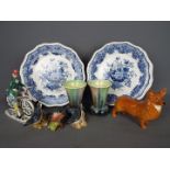 A mixed lot of ceramics to include a Beswick corgi, three Beswick bird figurines,