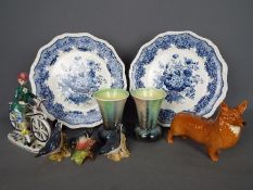 A mixed lot of ceramics to include a Beswick corgi, three Beswick bird figurines,