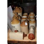 Stoneware bottles, jar and water bottles including Sevenoaks, Spennymoor, Banbury.