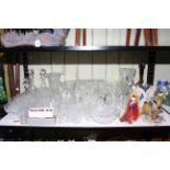 Large collection of cut glass and crystal including decanters, vases, etc,