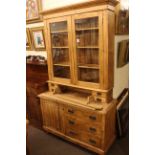 Late 19th Century pine double glazed door top dresser.