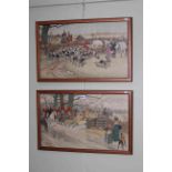Pair Cecil Aldin coloured hunting prints in glazed frames.