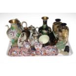 Cloisonne vases, Oriental ceramics, pair cats, etc.