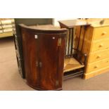 Georgian mahogany two door bow front corner wall cabinet,