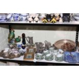 Silver plated ware, Oriental teaware, Copenhagen dish, bird group, etc.