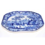 Blue and white meat plate, 53cm by 41cm.