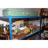Knitting machine, glazed door cabinet, oval mirror, metalwares, toys, collectables, books, minerals,