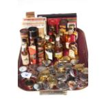 Collection of spirit miniatures, collection of modern pocket watches and box of dolls.