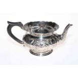 Late Victorian silver teapot with embossed decoration, Chester 1898, 10 troy oz gross.