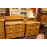 Victorian pine gallery backed four drawer chest and pine dressing table (2).