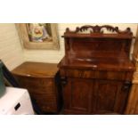 Victorian mahogany two door chiffonier and mahogany bow front commode chest carcass (2).