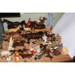 Collection of Beswick horses, cattle and Beatrix Potter figures together with Sylvac, Hummel,