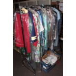 Rail of vintage ladies clothing to include Sylvia Mills, Goldix, Jaegar, Zandra Rhodes London,