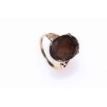 9 carat gold smokey quartz ring.