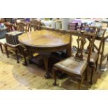 Oval mahogany Chippendale style dining table,