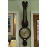 19th Century inlaid mahogany banjo barometer.