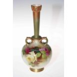 Royal Worcester two handled roses vase, no. 784, 26cm.