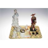 Nao figure, four Royal Doulton figures 'The Jester', 'Meditation', 'Micawber' and 'Oliver Twist',