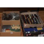 Collection of model railway engines, carriages, rolling stock, turntable and other accessories.